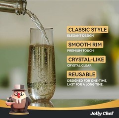 Jolly Chef NEW 36 Pack Stemless Plastic Champagne Flutes 9oz Clear Party