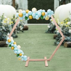 Wood Wedding Arch Polygonal Ceremony Arch Backdrop Flower Stand 7/7.2/7.6/8.2FT