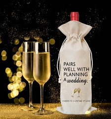 Tesedupoole Wine Bag Wedding Gift for Mr and Mrs – 1 Count (Pack of 1), White
