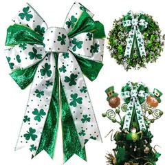 St Patricks Day Bow for Wreath approx: 11.4in x 19.6in/28cm x 50cm, White