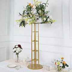 46″ GOLD Metal Round Top FLOWER STAND Pedestal Centerpiece Party Decorations