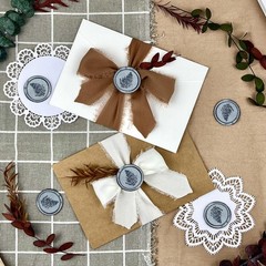 25pc Handmade Wax Seal – Wedding Invitation Stickers, Self-Adhesive, Gray Blu…