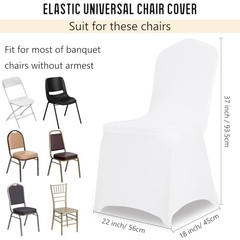 Pack Stretch Polyester Spandex Chair Covers Universal Washable 1 White