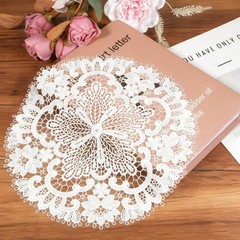 2 PCS Lace Doilies for Tables, 11 Inch 10.6 inches x inches, White