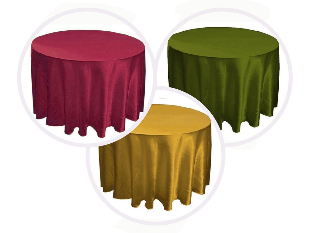 12 Round 120″ inch Quality SATIN Tablecloth WEDDING 25 COLOR 5′ Feet table USA