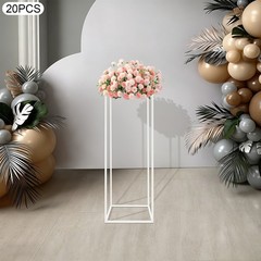 White 20 PCS Geometric Flower Stand For Wedding, Flower Stand 10.63*10.63*31.5in