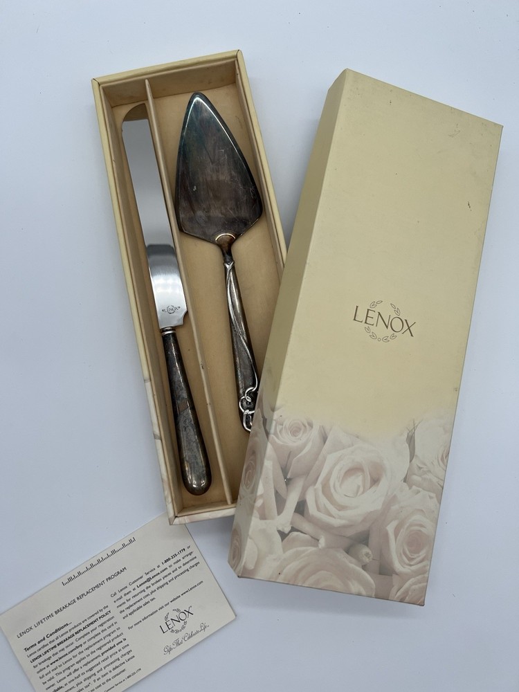 Lenox Forevermore Two-Piece Dessert Cake Serving Set w/Original Box, Vintage