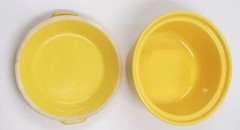 Yellow Stoneware Ceramic Pot with Lid + Handles Glossy Finish Heavyweight
