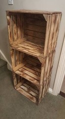 6 x BURNT TOURCHED WOOD VINTAGE WOODEN APPLE FRUIT CRATE RUSTIC OLD BUSHEL BOX
