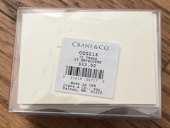Crane & Co. Cards- Envelopes 25 Pack CC0216 Made in USA Dalton MA Fast Ship