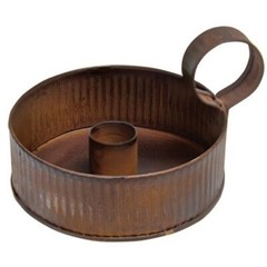 NEW PRIMITIVE RUSTY Taper Candle Holder w/ Handle Metal RUST 2.75″Hx4.75″Wx4″W