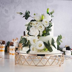 Gold Clear 14-Inch Round Metal Glass Geometric CAKE STAND Wedding Decorations