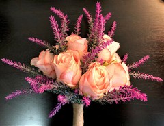 Light Pink Faux Flower Roses with Lavender Accents Bridal Wedding Bouquet