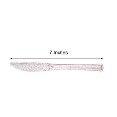 Clear Blush Glittered Dinner Knives Set Disposable Tableware Wedding Party