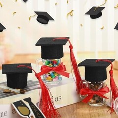 Set of 6 DIY Graduation Mason Jar Party Gifts 1.4 oz Mini Graduation Cap – New
