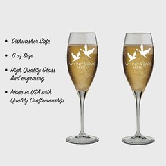 LOVE Personalized set of 2 Champagne Glass with box, Flutes wedding