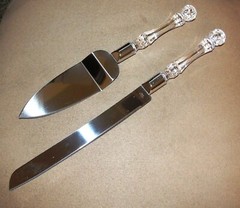 Vintage Wedding 2 Pc Hostess Set – Stainless Steel, Diamond Cut Acrylic Handles