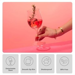 POP Vino with Mix Color Stem SET OF 12, Premium Quality, Recyclable, 14oz