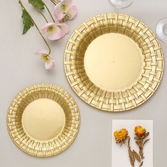 Plastic GOLD with Basketweave 7″ PLATES Disposable Party Wedding WHOLESALE