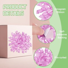 6 Pcs 4 Inch Grosgrain Curly Bows for Gift Wrapping Self-Adhesive Light Purple