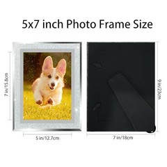 Glass Photo Frame 4×6 5×7 6×8 inch High Definition 5X7 inch Shiny Silver