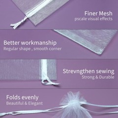 50/100/200×Organza Gift Bags Wedding Favor Party Sheer Candy Bag Jewelry Pouches