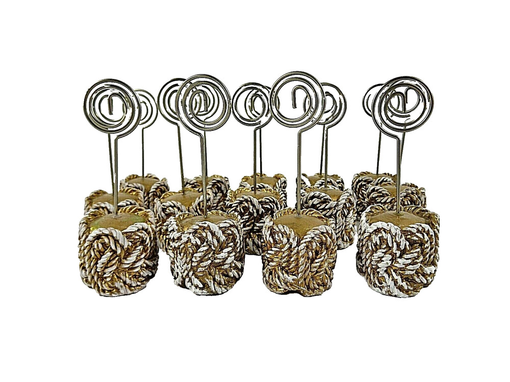 Western Rope Theme Place Card Holders Set Of 14 Wedding Party Resin Gold White