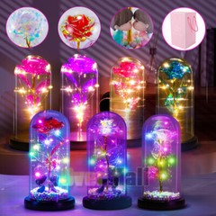 LED Eternal Galaxy Rose in Glass Enchanted Forever Flower Thanksgiving Xmas Gift