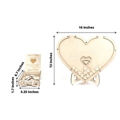 Natural 13 in Wooden Heart Drop Top FRAME Wedding Guest Book Sign Set Events