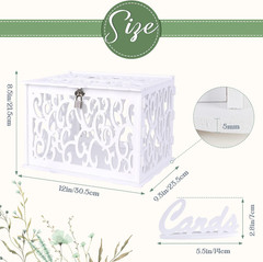 PVC Hollow Wedding Envelope Box with Lock and Card Sign, Secure Money Box for We