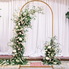 6.6 FT Wedding Arch Backdrop Stand Gold Metal Arch for Wedding Ceremony Party