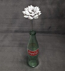 Handmade Paper Flower on stem (Gray Pattern No.4) for Wedding, St. Valentine’s