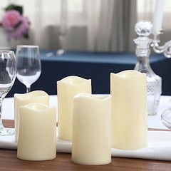 5 pcs 4″ 5″ 6″ tall Ivory LED Pillar Candles Lights Remote Control Party Sale