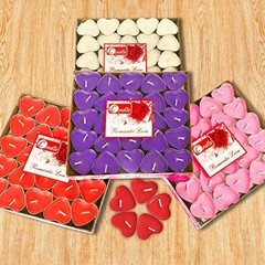 50Pack Heart Shaped Tealight Candles(25×2 Layers),Romantic Love Unscented Pink