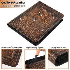 TIANREN Card Binder 9 Pocket, 3D PU Leather Album with Zipper, 360 Side Loadi…