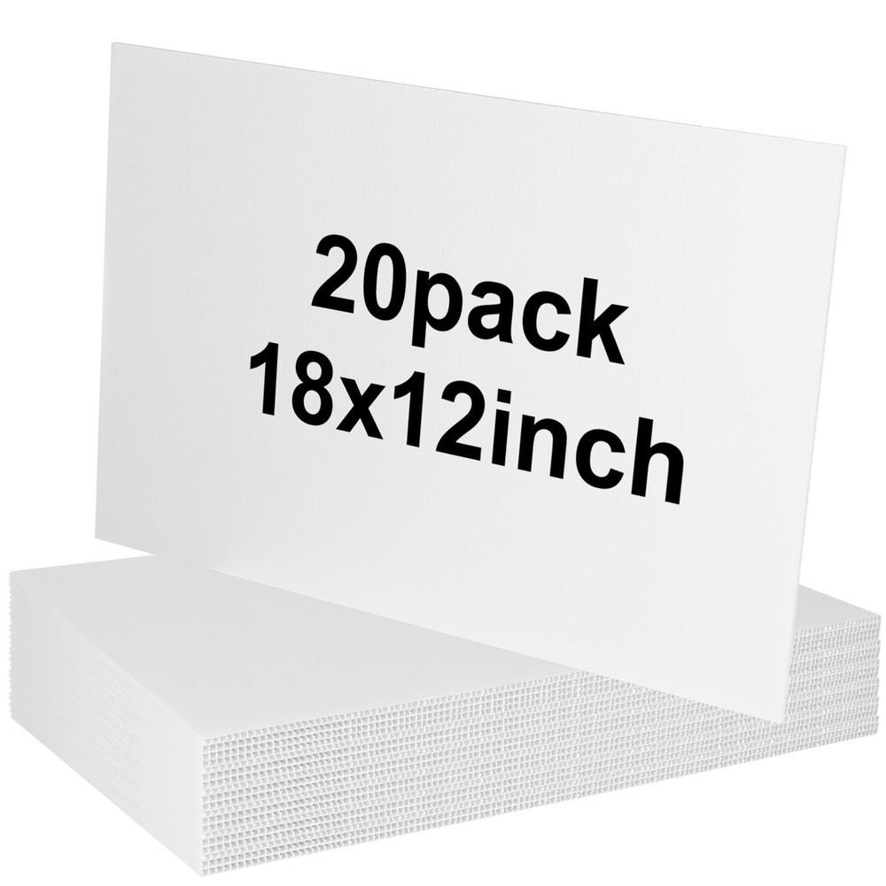 20 Pack 18» x 12» White Corrugated Plastic Sign Blank Board Double Sided fo…