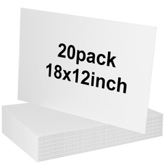 20 Pack 18» x 12» White Corrugated Plastic Sign Blank Board Double Sided fo…