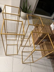 Set of 4 Gold Metal Wedding Pedestal Stands 31.5” Floral Display Party Decor