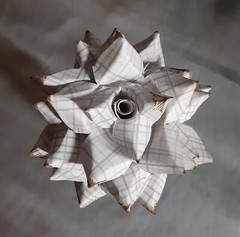 Handmade Paper Flower on stem (Gray Pattern No.6) for Wedding, St. Valentine’s