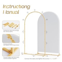 Toolterritary Set of 3 Metal Arch Backdrop Stand with 7.2ft+6.6ft+6ft White
