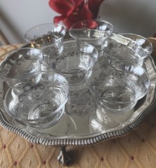 40 PCS WEDDING/PARTY INDIV GLASS NUT CUPS, DAINTY SILVER ROSE PATTERN