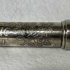 Silver Metal Engraved Wedding Certificate Holder Keepsake Small Tube Container
