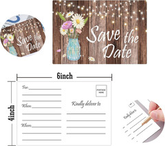 4″ X 6″ Rustic save the Date Postcards 50Pcs Birthday Invitation Reminder Cards