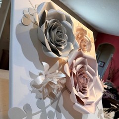 3D Paper Flower Wall Decor Set – Rose Gold Pink, Gray, Ivory
