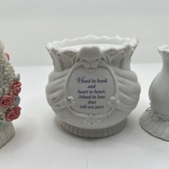 Forever True Precious Moments Enesco Wedding Unity Candle Set white pink set 4