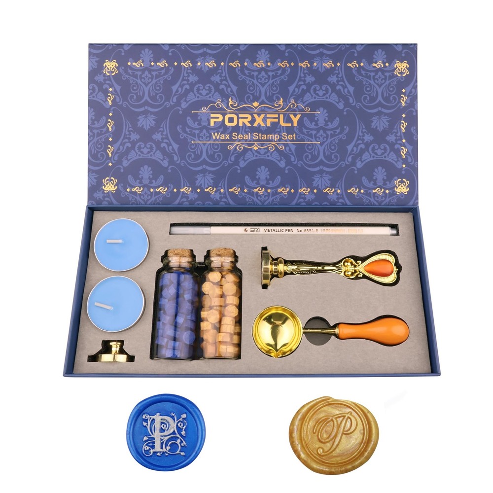 2 Pieces Letter P Wax Seal Stamp Set,Initial Alphabet Wax Seal Stamp Kit Vint…