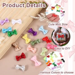 50 Pcs Mini Ribbon Bow 0.8″ Mini Fabric Ribbon Flower Bows, Multicolor