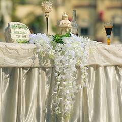 IVORY 44″ tall Silk Wisteria Flowers Hanging Vine Bush Wedding Centerpieces