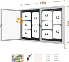 48″X34″ Enclosed Bulletin Board, Outdoor Lockable Weather-Resistant Aluminum Cor