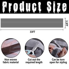 33×3.3 ft Black and White Striped Gossamer Roll Halloween Sheer Gossamer Stri…